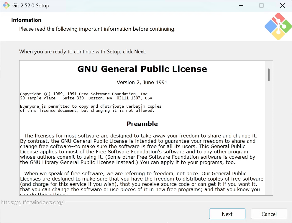 启动 Git 安装程序
